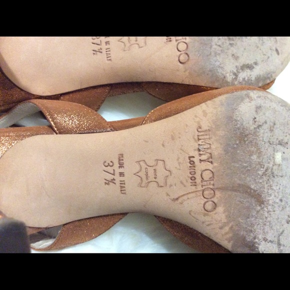 JIMMY CHOO Orange Metallic Leather SHOES size 37.5 - Picture 3 of 8